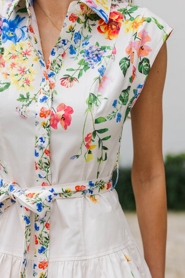 Blossom Breeze White Floral Dress