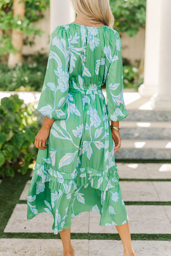 Lovely Little Details Green Floral Midi Dress