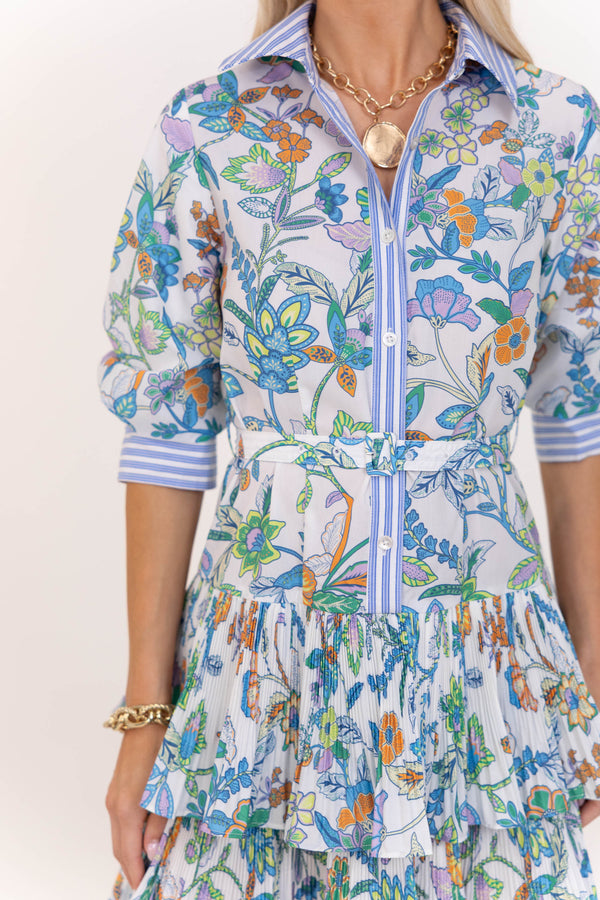 Just Add Sandals Blue Floral Dress