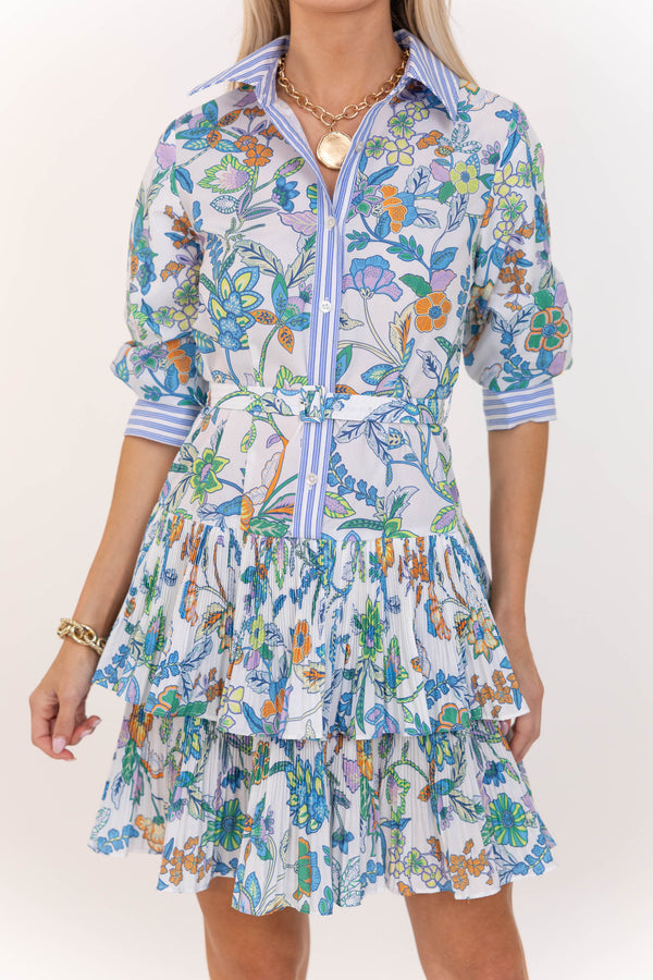Just Add Sandals Blue Floral Dress