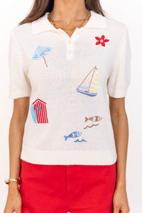 Light Layers Cream Nautical Printed Sweater