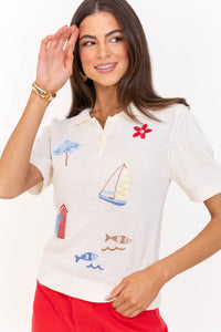 Light Layers Cream Nautical Printed Sweater