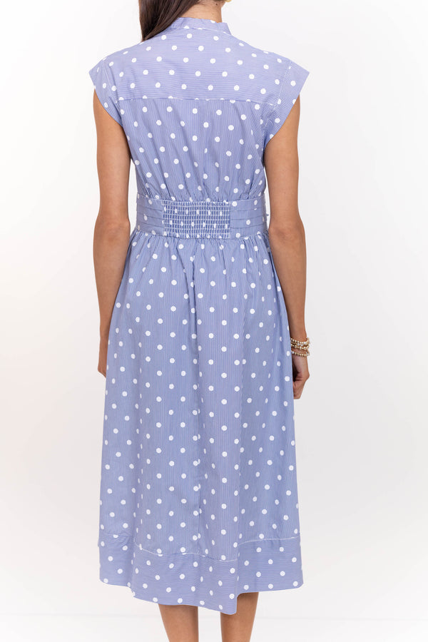 Sun’s Out Go-To Blue Polka Dot Midi Dress