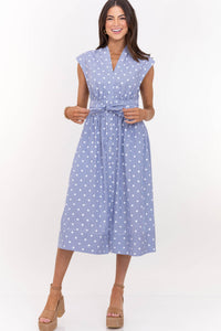 Sun’s Out Go-To Blue Polka Dot Midi Dress