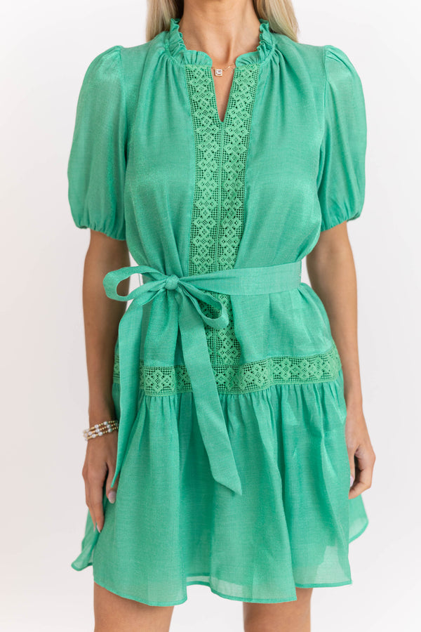 Light And Breezy Green Textured Dress