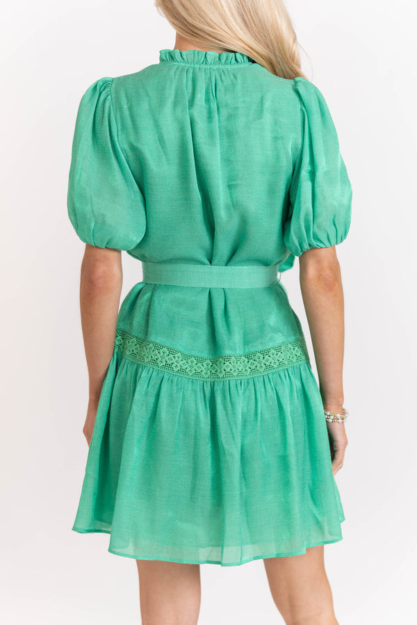 Light And Breezy Green Textured Dress