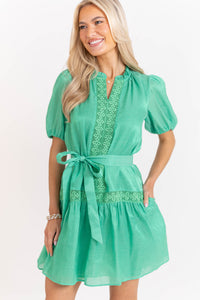 Light And Breezy Green Textured Dress