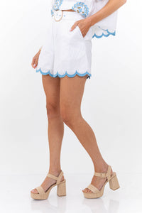 Always Something Special White Embroidered Shorts