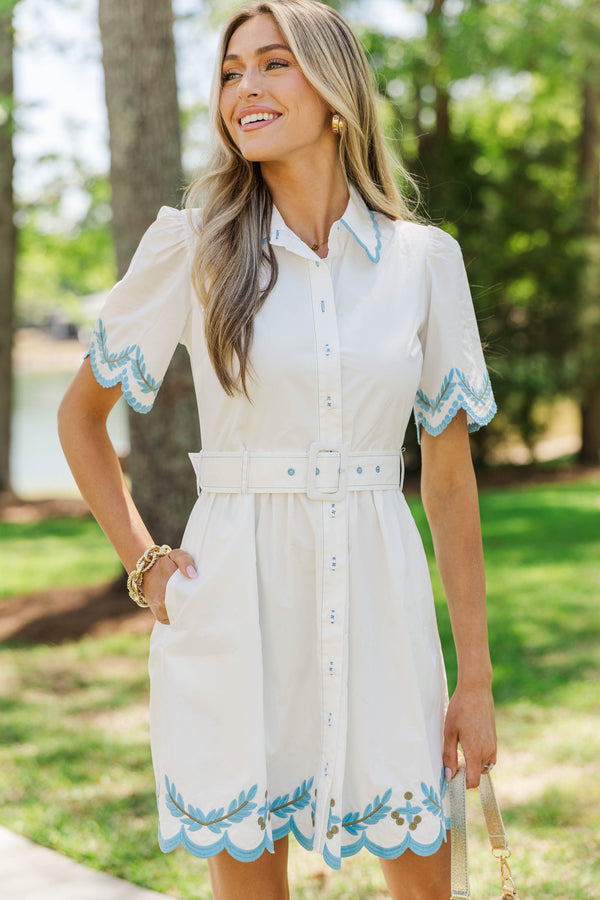 Easy Everyday White Embroidered Dress, Small - The Mint Julep Boutique