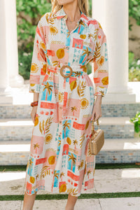 You Can Count On Pink Floral Midi Dress