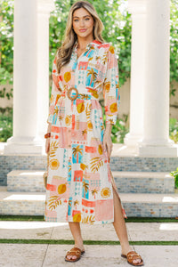 You Can Count On Pink Floral Midi Dress