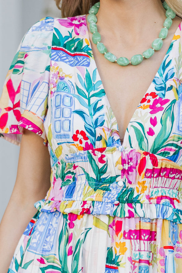 Feels Right Pink Floral Midi Dress