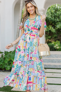 Feels Right Pink Floral Midi Dress