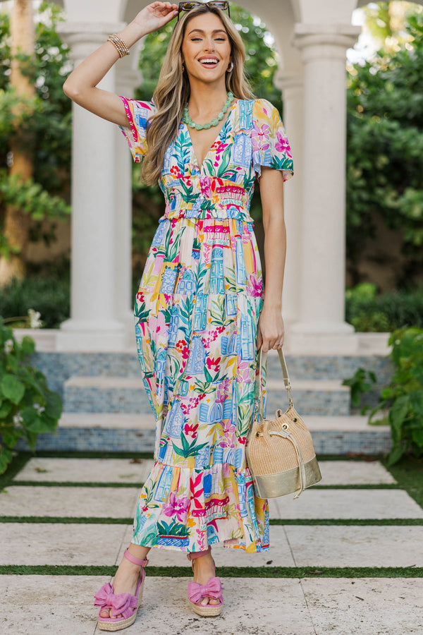 midi floral spring dress Spring Garden Midi Dress S