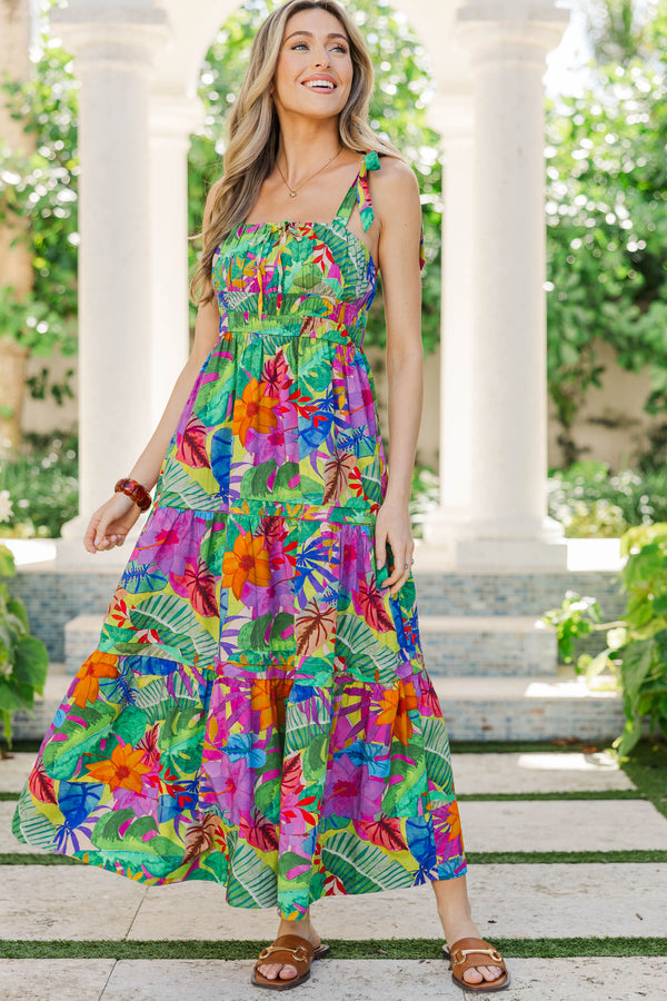 Sprinkle of Summer Pink Floral Midi Dress