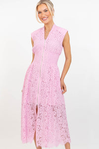 Fate: Exactly What I Needed Blush Lace Midi Dress