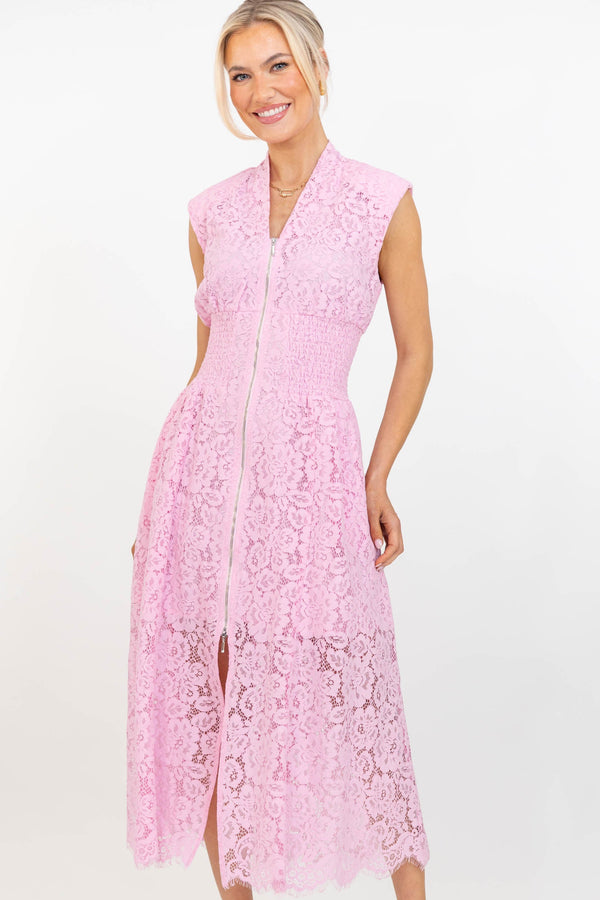 Fate: Exactly What I Needed Blush Lace Midi Dress
