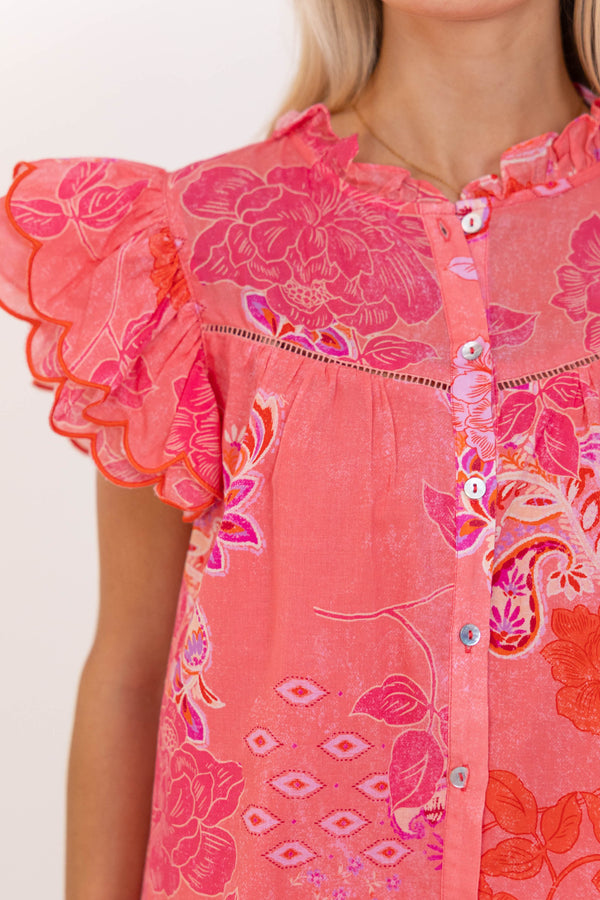 Fate: Always In Bloom Pink Floral Blouse