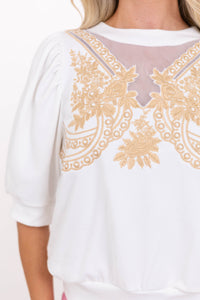 Fate: Put Together Without Trying Cream Embroidered Sweater