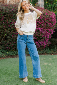 Fate: Put Together Without Trying Cream Embroidered Sweater