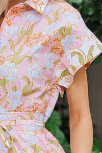 Relaxed Yet Polished Pink Floral Midi Dress