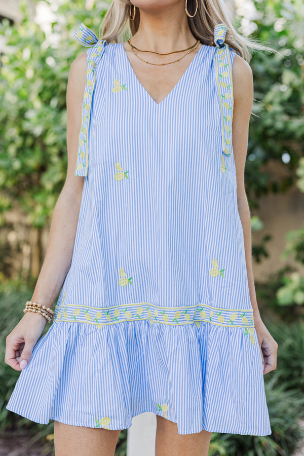 Made To Be Worn Blue Striped Babydoll Dress