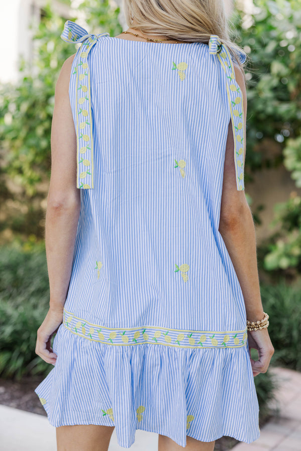Made To Be Worn Blue Striped Babydoll Dress