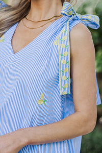 Made To Be Worn Blue Striped Babydoll Dress