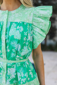 Easy With Confidence Sage Floral Dress