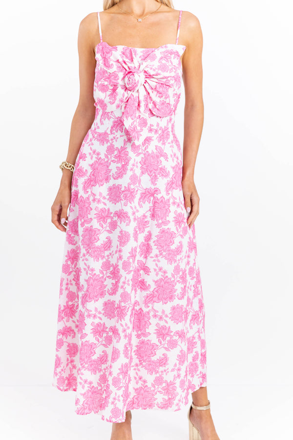 Just Feels Good Pink Floral Midi Dress