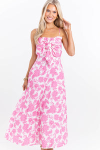 Just Feels Good Pink Floral Midi Dress