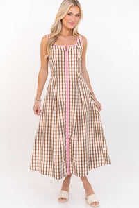 THML: Always Looks Right Brown Gingham Dress