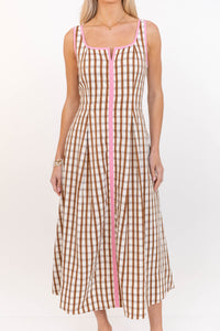 THML: Always Looks Right Brown Gingham Dress