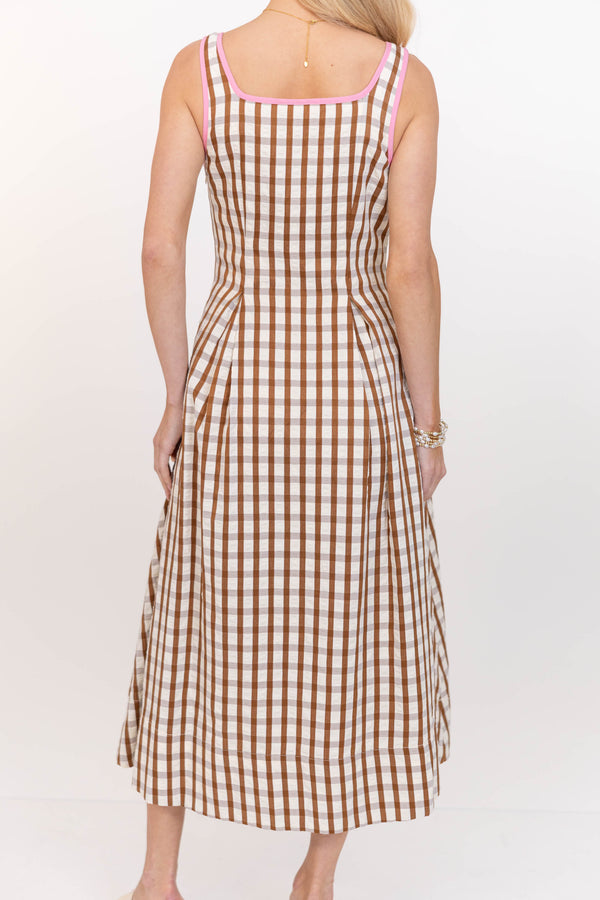 THML: Always Looks Right Brown Gingham Dress