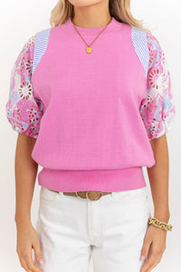 THML: Whatever It Takes Pink Eyelet Sweater