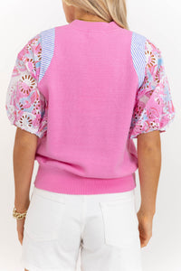 THML: Whatever It Takes Pink Eyelet Sweater