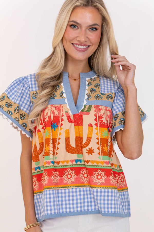 THML: Made For Busy Days Green Mixed Print Blouse – Shop the Mint