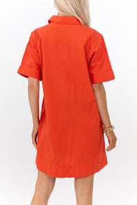 THML: Effortlessly Refined Red Large Floral Shift Dress