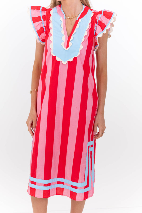 THML: Love This Look Pink Striped Midi Dress