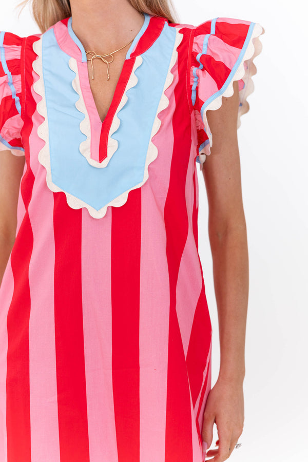 THML: Love This Look Pink Striped Midi Dress