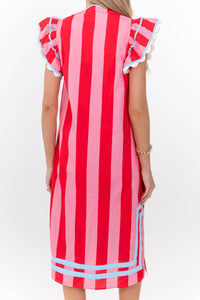 THML: Love This Look Pink Striped Midi Dress