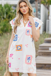 THML: Forever Kind Of Cute White Embroidered Dress