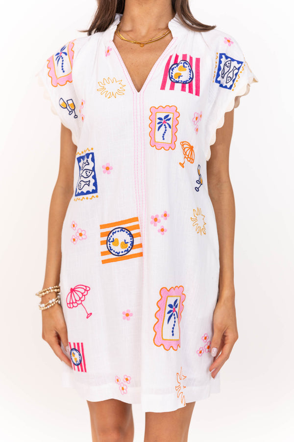 THML: Forever Kind Of Cute White Embroidered Dress