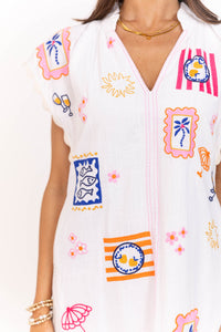 THML: Forever Kind Of Cute White Embroidered Dress