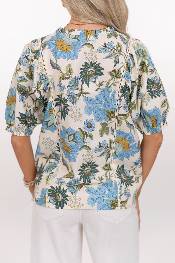 THML: Throw It On Cream Floral Blouse