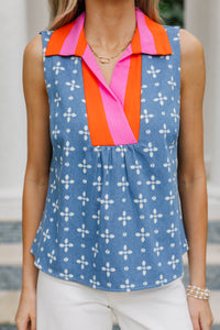 THML: So Lovely It Shows Blue Floral Blouse