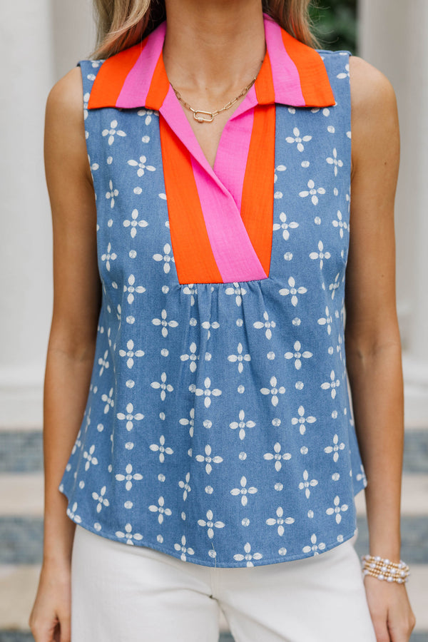 THML: So Lovely It Shows Blue Floral Blouse