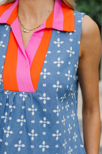 THML: So Lovely It Shows Blue Floral Blouse