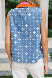 THML: So Lovely It Shows Blue Floral Blouse