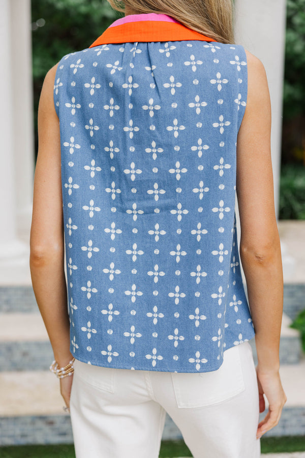 THML: So Lovely It Shows Blue Floral Blouse